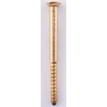 Royal. A Victorian gold woodscrew novelty propelling pencil, Walter Thornhill & Co, dated 1877, with