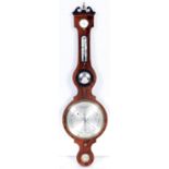 A Scottish  mahogany and line inlaid barometer, J Comoltie & Nolli, 82 St Mary's Wynd Edinburgh,