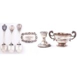 A George V miniature silver trophy cup, 70mm h, by J W Tiptaft & Son Ltd, Birmingham 1933 and