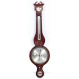 A Victorian inlaid mahogany barometer, with silvered dial, 97cm Minor chips and losses to