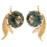A pair of synthetic spinel earrings, in gold marked 9ct, 4.9g