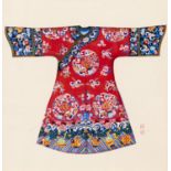 Chinese School, 20th c - Mandarin Robes, a pair, gouache on paper, with red seal, 30 x 30cm (2) Good