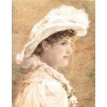 Alice Anne Renshaw (1848-1900) - Portrait in White, signed, watercolour, 53.5 x 43cm Good condition,