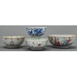A Chinese export famille rose bowl, c1790, with initials R A F borne on an oval medallion pendant