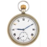 Railwayana. A London, Midland and Scottish Railway nickel plated keyless lever railwayman's watch,