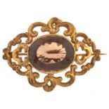 A Victorian citrine brooch, in gold, 48mm, 14.8g Slight damage and repair evident under 10x