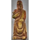 A Chinese carved stone statuette of an immortal, 20th c, 20cm h Good condition