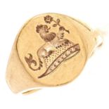 A 9ct gold signet ring, 9.2g, size J