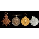 World War I group of three, 1914 Star, British War Medal and Victory Medal CMT 989 PTE A Forrest ASC