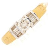 A zircon and diamond ring, in gold marked 18k, J/K and I colour, 4.5g, size Q½