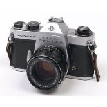 An Asahi Pentax Spotmatic F SLR 35mm camera, with super multi coated Takumar 55mm F1.8 lens