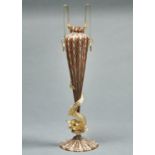 A Venetian baloton-blown glass vase with dolphin stem, probably Salviati & Co, c1900, with alternate