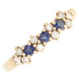 A 9ct gold sapphire and diamond ring, 2g, size R