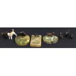 Seven various miniature patinated or cold painted bronze sculptures of dogs and other animals, three