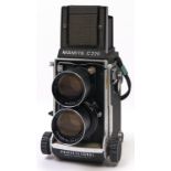 A Mamiya C220 Professional twin lens reflex medium format camera, with Mamiya-Sekor 135mm F4.5
