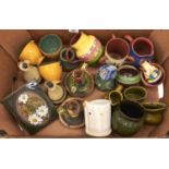 Miscellaneous pottery, to include Torquay ware, jugs, three handled mug, vases, pedestal goblet,