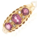 An amethyst and diamond ring, in gold marked 18ct, 2.9g, size R