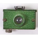 A Merlin green painted metal 35mm Sub-Miniature camera, c1930's In apparently working order, wear