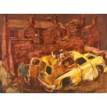 Paul Waplington 1938-) - Backstreet Scene, signed, oil on hardboard, 92 x 122cm Good condition in