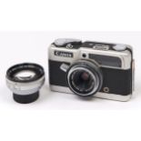 A Canon Demi C half frame 35mm film camera, with Canon SD 28mm F2.8 lens, Canon SD 50mm F2.8 lens,