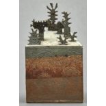 A studio pottery slab built stoneware sculpture of a garden by Bryan Newman (1935-2019), c1960,