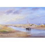 Ken Burton (20th/21st c) - Blakeney, signed, acrylic, 23 x 33.5cm Good condition