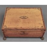 A Regency satinwood, rosewood and inlaid box, c1800, with harewood ground shell patera to the lid