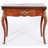 A French ormolu mounted kingwood card table, c1870, in Louis XV style, with quarter veneered top and