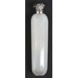 A Victorian silver mounted faceted opal glass scent bottle, c1880, 13.5cm h, unmarked Cap dented but