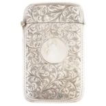 A George V silver card case, foliate engraved overall with circular cartouche, Birmingham 1912, 1.