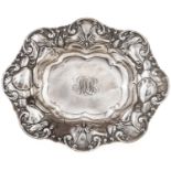A North American embossed silver sweetmeat dish, by the Shreeve, Crump & Low Co, c1910, 18cm l, 4ozs