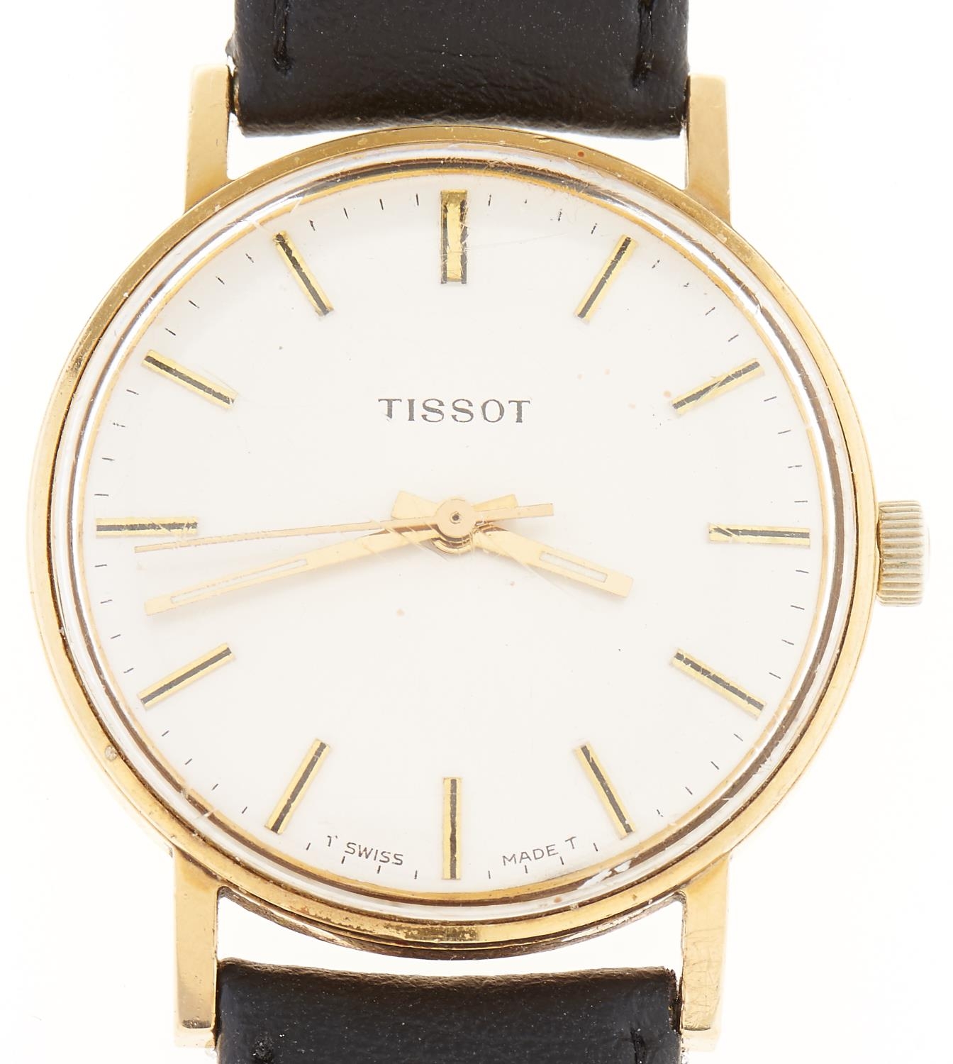 A Tissot gold plated gentleman's wristwatch, maker's box Apparently working order, wear and