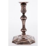 A Victorian silver taperstick, in mid 18th c style, nozzle, 11.5cm  h, by Hawksworth, Eyre & Co Ltd,