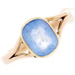 A 9ct gold blue paste ring, 2.8g, size J