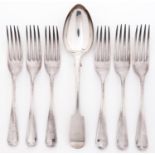 A set of six George VI silver table forks, Old English pattern by Viners Ltd, Sheffield 1940 and a