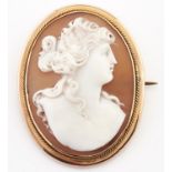 A gold cameo brooch, marked 9ct, 10g