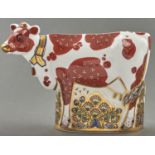 A Royal Crown Derby Daisy Cow paperweight, 15cm h, printed mark, silvered stopper Good condition