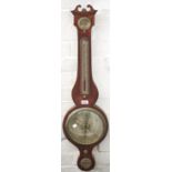 A Victorian inlaid mahogany barometer, with silvered dial, 97cm