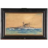 Manner of Kenneth Denton Shoesmith - A Battleship, watercolour, 24.5 x 42cm
