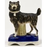 A Staffordshire earthenware figure of the dog Billy the Rat Catcher, mid 19th c, sponged in black