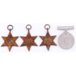 WWII attributed group of four, 1939-45 Star, Atlantic Star, Italy Star and War Medal, card box