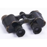Binoculars. Military Stereo 6x30 and stamped broad arrow, leather case