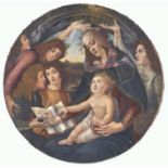 Italian School, 19th / 20th c - The Virgin and Child with the four Evangelists, oil and gold on