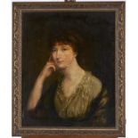 English School 19th c - Portrait of a Lady, bust length, oil on canvas, 63 x 52cm