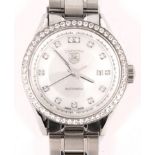 A Tag Heuer diamond set stainless steel self-winding wristwatch, Carrera, ref WV24D, serial number