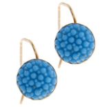 A pair of turquoise paste earrings, gold wire loop, 1.5g