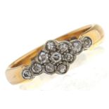 A diamond cluster ring, in 22ct gold, adapted, 4.9g size M½