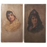 Alfredo Florez (19th / 20th c) - Spanish Beauties, a pair, both signed and dated 1906, oil on panel,