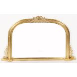 A giltwood overmantel mirror, in Victorian style, 20th c, 137cm l