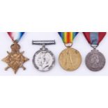 WWI group of three, 1914-15 Star, British War Medal and Victory Medal 364 Gnr J A Eastbury RGA [